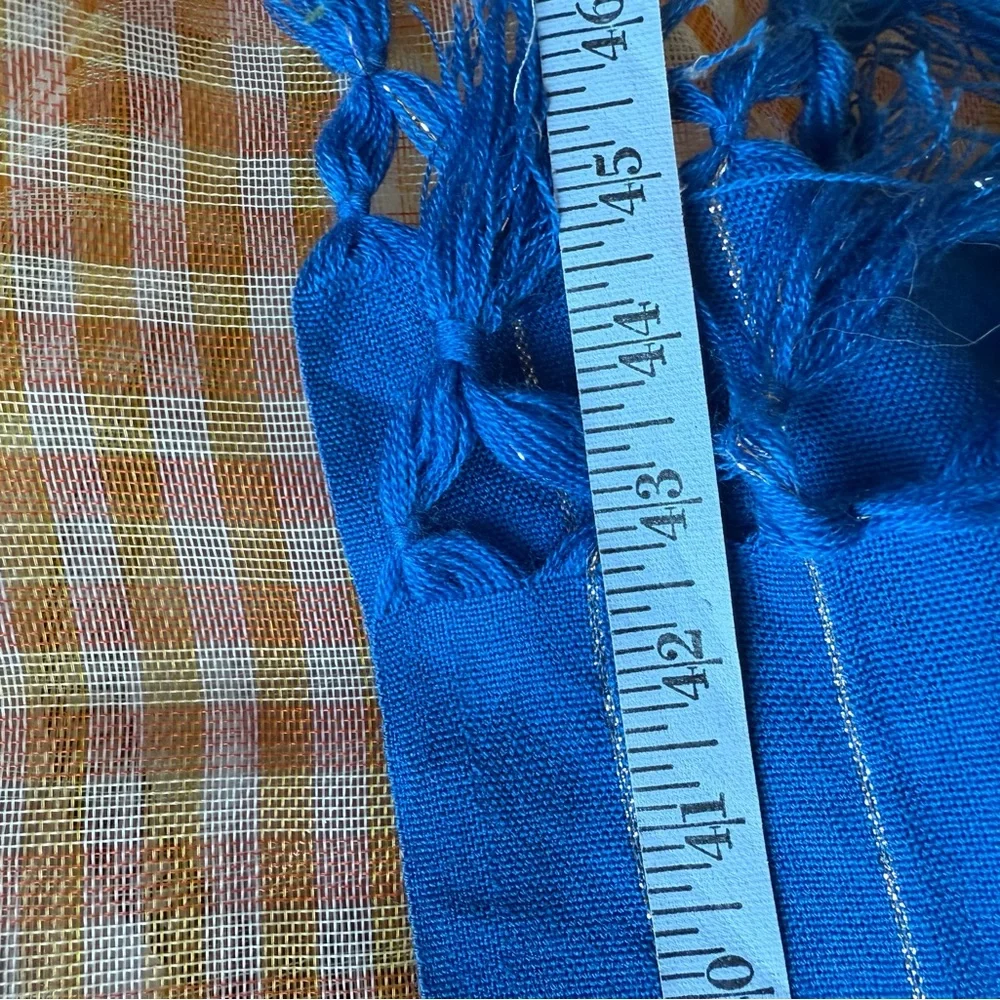 Vibrant Blue Table Runner‎ with Peacock Design